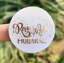 Ramadan Mubarak foil stickers/labels 10ct