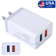 White 2 Port USB Wall Charger USB Fast Quick Charge Power Adapter Plug US