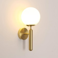 Wall Lamp E27 Wall Sconce Light Glass Lampshade Gold Bedroom Living Room Hallway