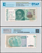Argentina 1 Austral, 1985-1989 ND, P-323a, UNC, w/ Stains, Authenticated