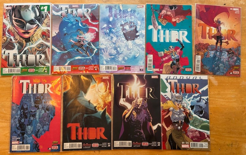 THOR #1-8 2014 🔑 + Annual - #1 3rd Print Scarce Marvel Comics 1st Jane Thor Set