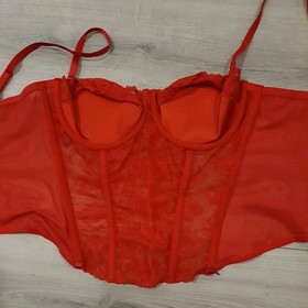 Vintage Ann Summers Red Lace Entice Boned Multi Way Corset Top Size 34C
