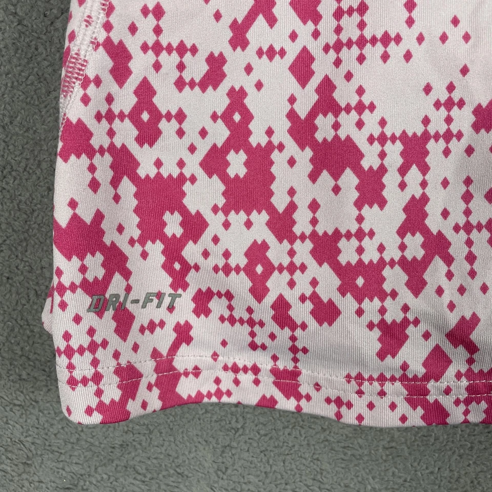 Camiseta sin mangas Nike Dri-Fit para mujer mediana rosa blanca sujetador incorporado gimnasio para correr Foto 3 de 4