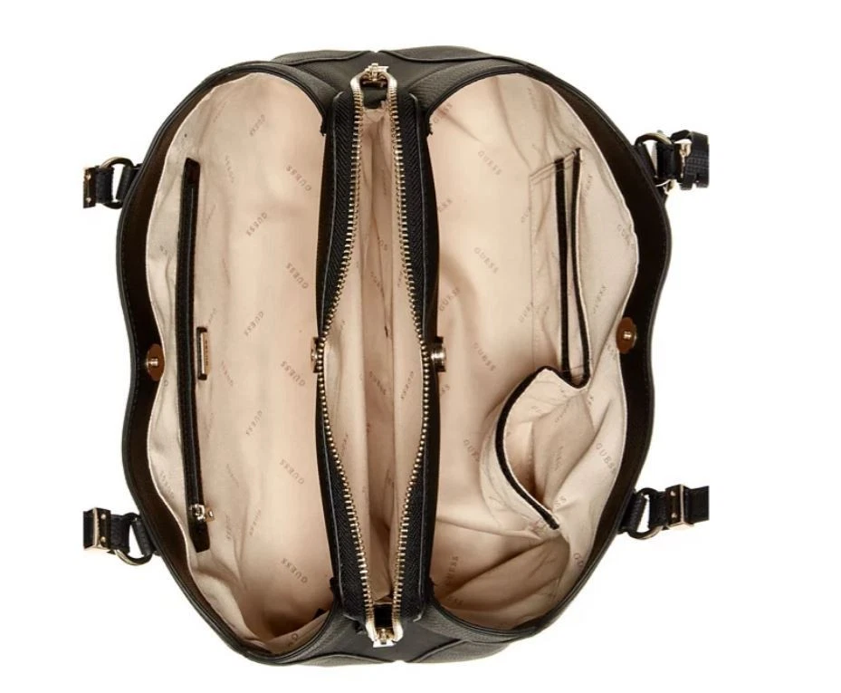 Bolso Cartera GUESS Lyndi Girlfriend Croc Repujado Grande Mujer - Negro ¡NUEVO! Foto 4 de 4