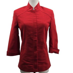 PORTSAID Blazer Womens XS Red 100% Polyester Lined Tailored 3/4 Sleeve Jacket