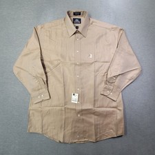 Stafford Shirt Mens 17 32/33 Tan Button Up Chest Pocket Wrinkle Free Classic NWT