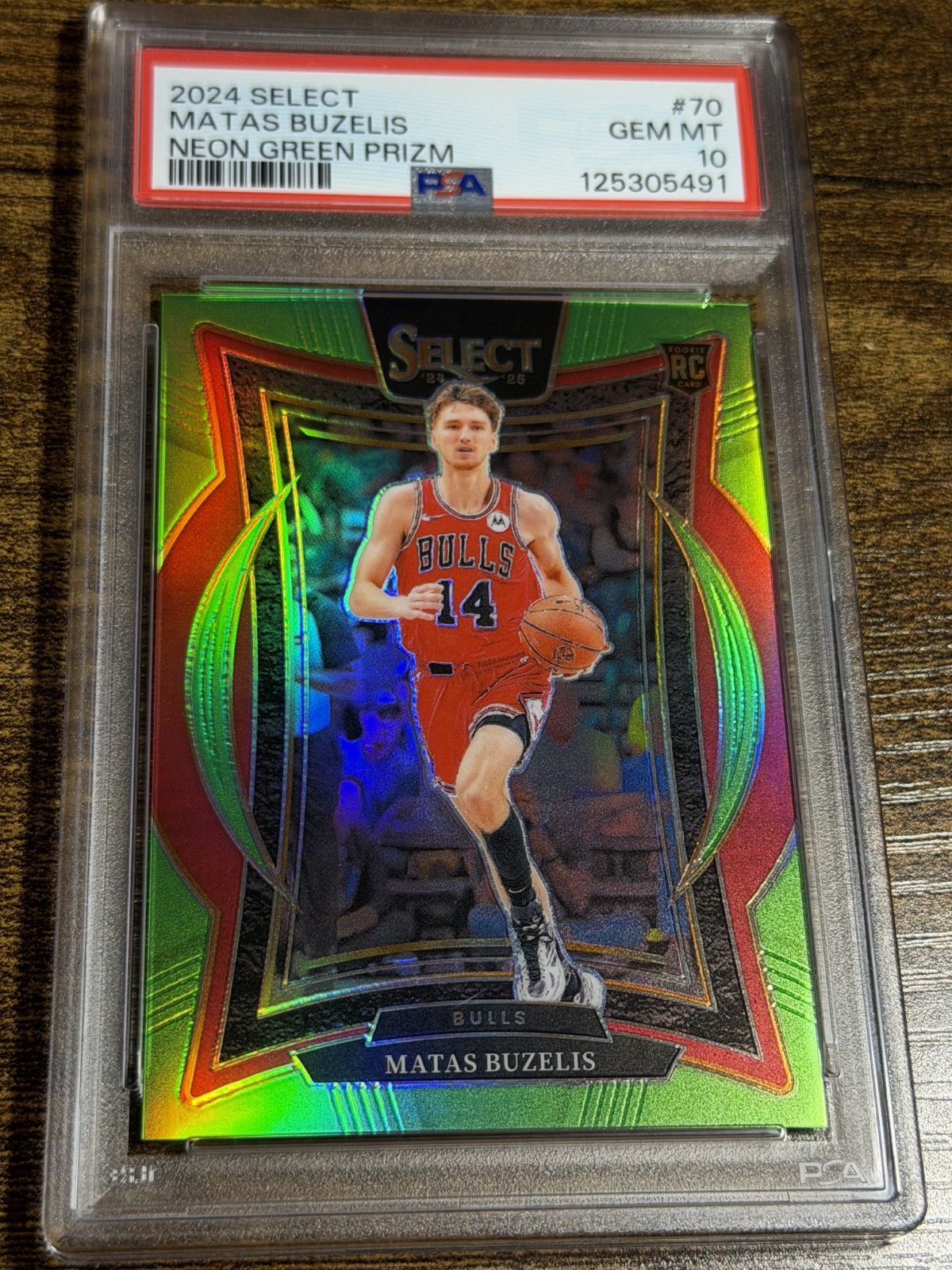 MATAS BUZELIS 2024 Panini Select Neon Green Prizm /75 #70 RC Concourse PSA 10