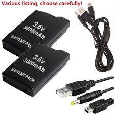 3.6V 3600mah Rechargeable Battery 2in1 Cable for Sony PSP-110 PSP-1001 PSP 1000