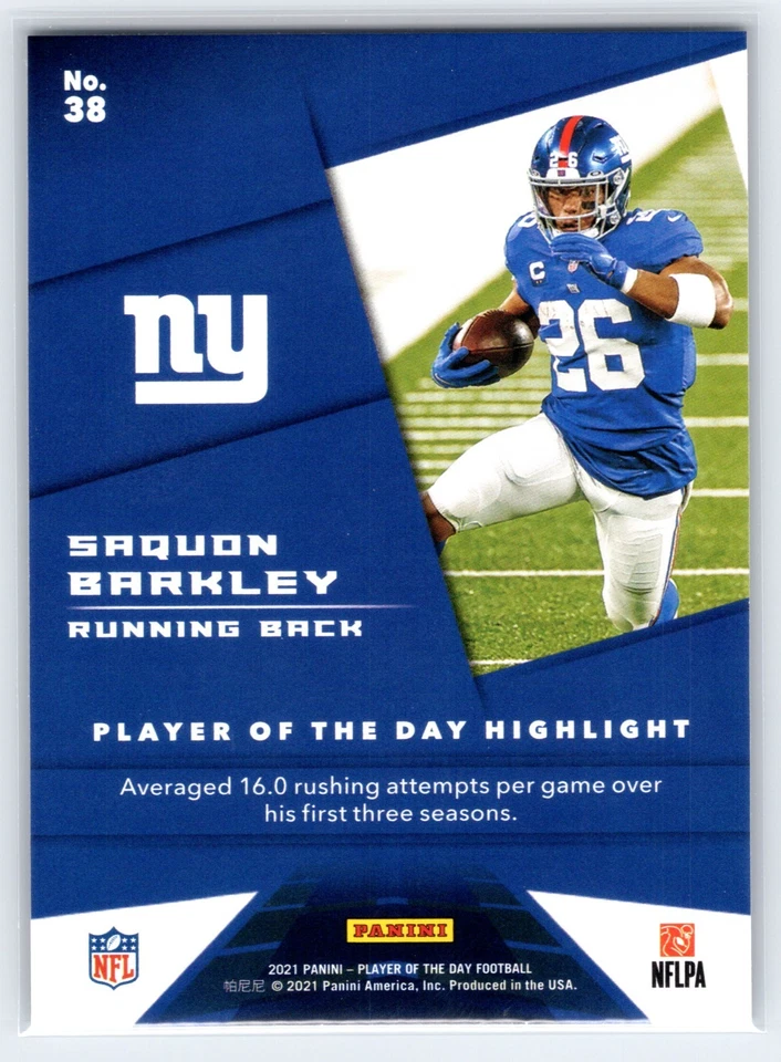 SAQUON BARKLEY 2021 Player of the Day Silver Flash Flame #38 - Image 2 of 2