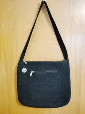 The Sak Black Crochet Handbag Purse Hobo Shoulder Bag Lined Charm