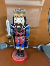 VINTAGE BOMBAY COMPANY HAND CRAFTED KING LEOPOLD WOODEN NUTCRACKER 15" TALL  6"