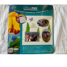 NEW Ultra-Pro 12 x 12 White Scrapbook Paper Refills  5 Sheet Protectors Bonus 