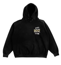 Authentic NEW Anti Social Social Club x Sad Boyz, Large Black/Gold HOODIE QRCode