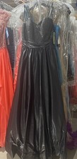 Shimmering Metalic Gunmetal Ball Gown Dress La Femme  sz 8 Sale! NWT