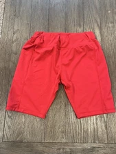 Mens Vintage Red Cotton Spandex Tights Compression Shorts Large