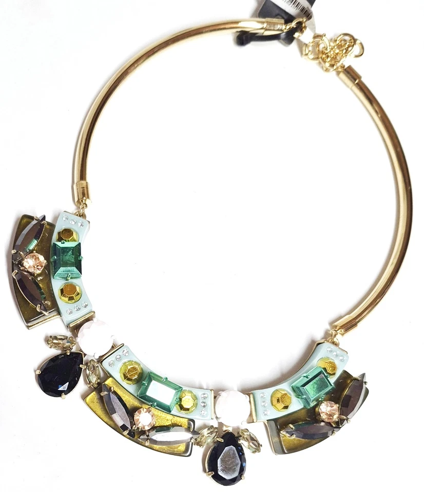 Collar J.Crew Lucita y Cristal Verde Amarillo Multicolor Oro Claro Buey Foto 3 de 4