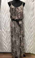 Naif Brown Snakeskin Spaghetti Strap Blousan Maxi Dress Size L