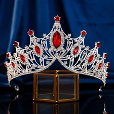 Princess Tiara, Ruby Gemstone Tiara, Silver Tiara, Wedding Crown, Birthday Crown