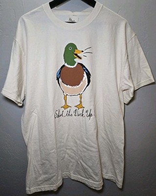 Vintage Y2K Hatley Shut The Duck Up Funny Unisex Shirt Size L 