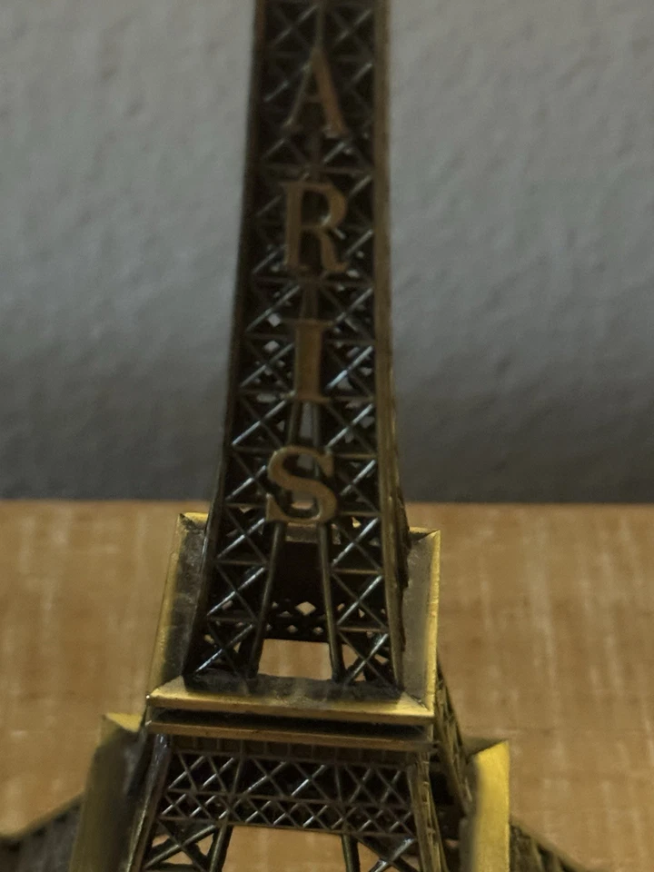 Estátua escultura decorativa para casa Torre Eiffel Paris França 10” cor bronze vintage - Imagem 3 de 4