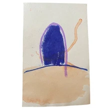 Original Watercolor Painting Abstract Art Spiritual Aura Purple Blue 5.5 x 8.5