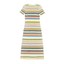 Zimmermann Natura Mouline Midi Dress Short Sleeve Striped Round Neck Pullover 3