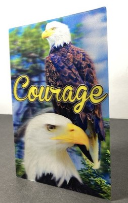 2015 LaserGifts Novelty 3D Lenticular Postcard Bald Eagle ''Courage'' w Stand