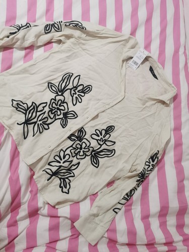 F&F Cream Embroidered Shirt New Size 14 On Trend 10%Linen, Coord Shirt Only. - Picture 15 of 15