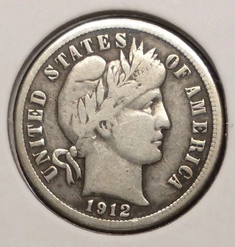 1912-S BARBER DIME -- Fine (F) -- slighty darker rev field