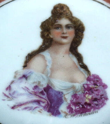 unusual austria plate lady large bosom/bodice signedSEE - Picture 1 of 4