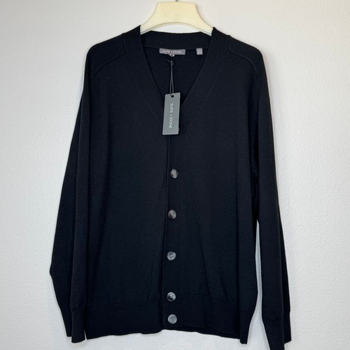 SLATE & STONE NWT Button Front Mens Cardigan XL Black Wool Blend Business Casual