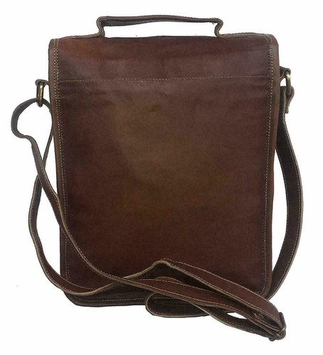 Real Vintage Brown rich Leather Messenger Cross Body Bag Handmade Purse - Picture 4 of 4