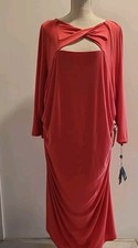 Adrianna Papell Jersey Cutout Draped Dress SZ 22W Redhibiscus New 