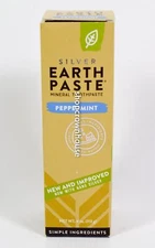 Redmond SILVER Earth Paste Mineral Toothpaste PEPPERMINT 4oz Fluoride Free Vegan