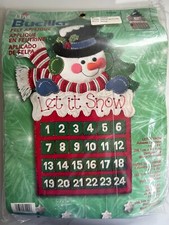 BEAUTIFUL BUCILLA FELT APPLIQUE SNOWMAN ADVENT CALENDAR KIT