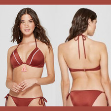 NWT 30 Shade Shore Copper Tassel Push Up Triangle Bikini Top 38DD P315
