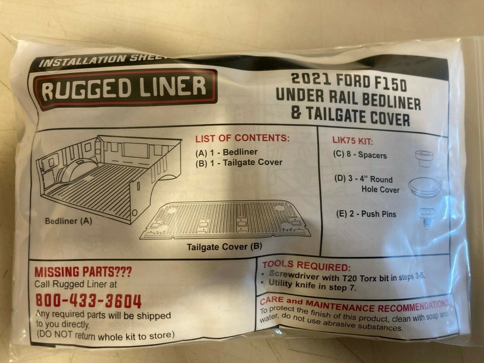 RUGGED LINER LIK 75 INSTALLATION KIT