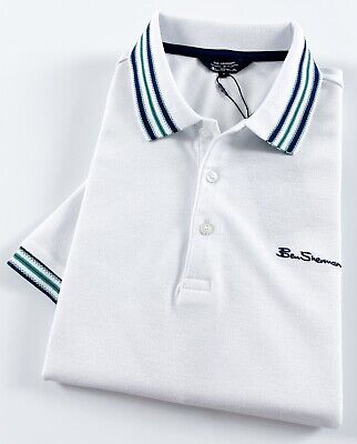 Ben Sherman Jersey Polo Shirt Men's Regular Fit Grey Blue Colour Block 0062873L