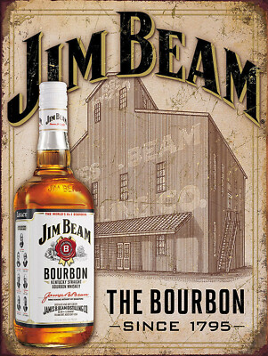 Jim Beam Bourbon, Retro Vintage Style Blechschild/Plakette Schuppen Bar Kneipe
