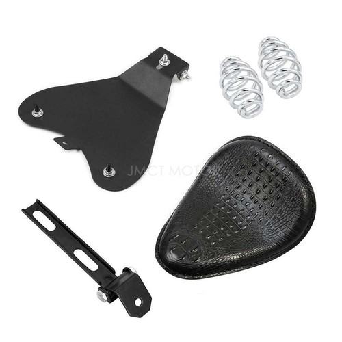 Leather Motocycle Bobber Solo Saddle Seat Spring For Harley Sportster Honda VTX - Picture 7 of 10