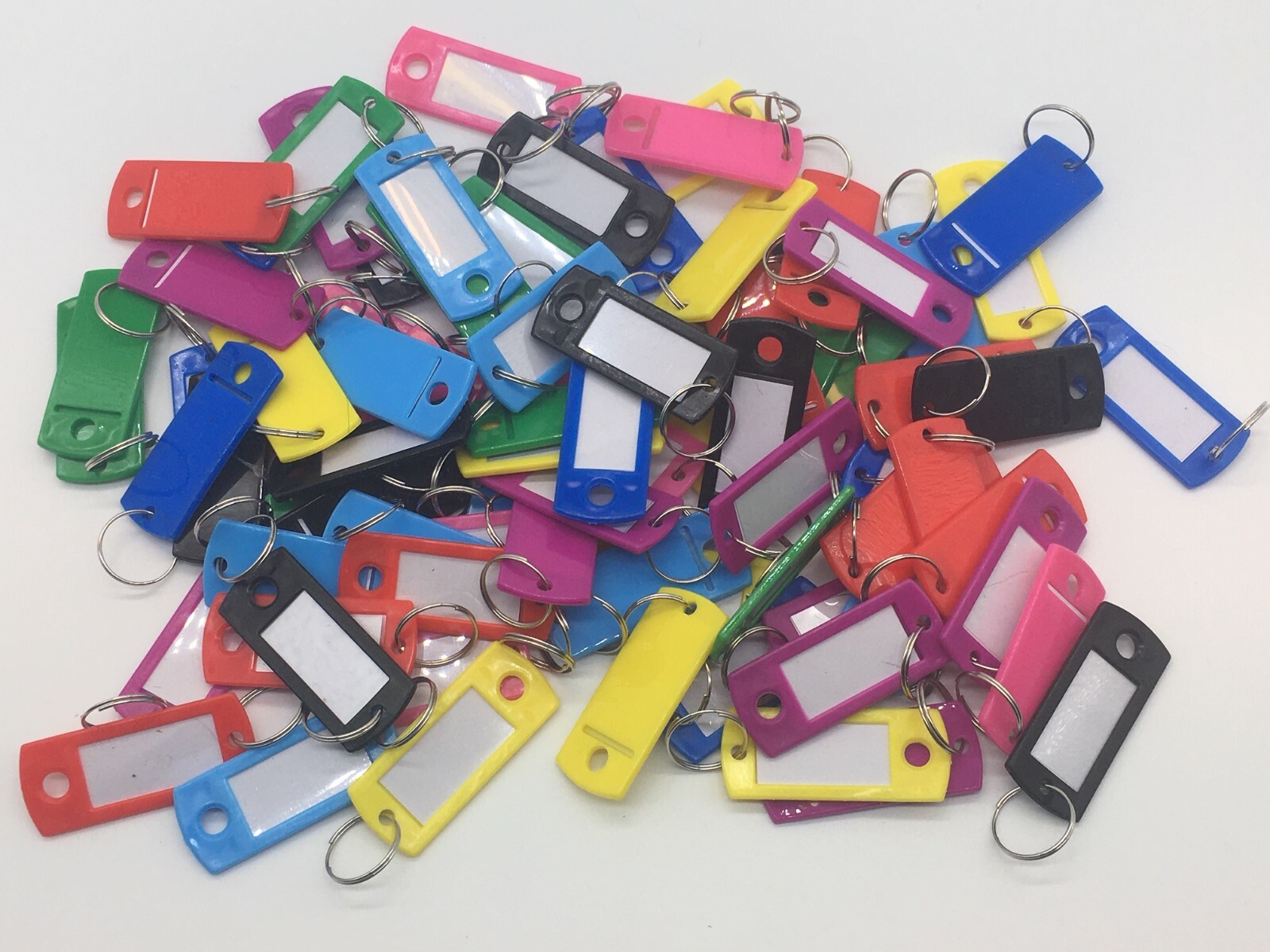 Coloured Plastic Key Fobs Luggage ID Tags Labels Key rings with Name Cards