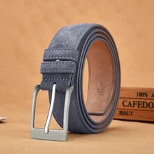 Luxury Pu Suede Leather Belts Men Pin Buckle Waist Strap for Jeans Waistband