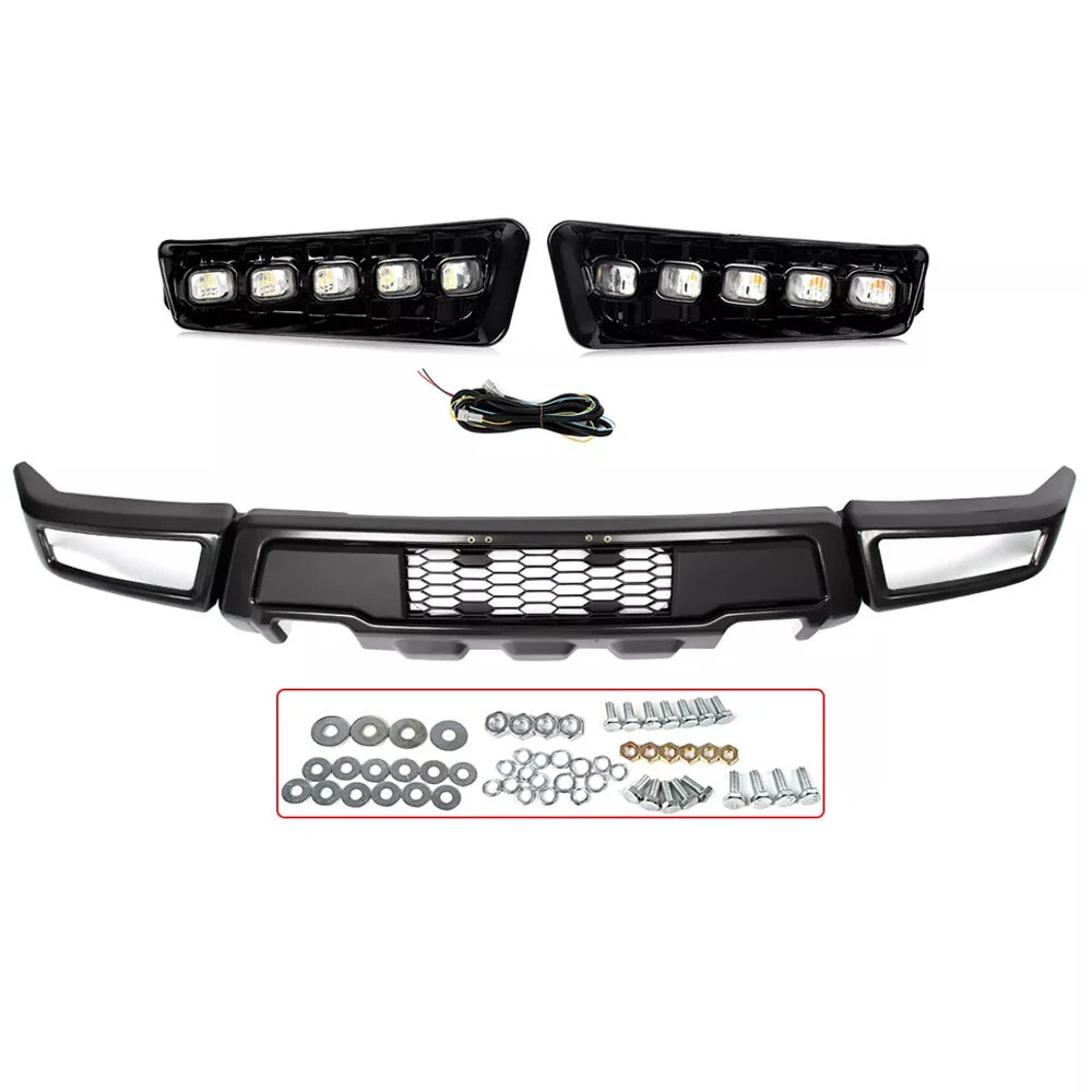 New Front Bumper For 2009-2014 F150 F-150 Steel Black Raptor Style W/led Lights