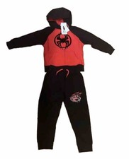 Boy  s Spider-Man Jogger Set 2 Piece Set Sweatsuit Sz 4-5 Kids Black  Red NWT 