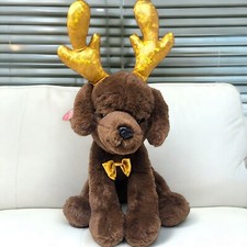 FAO Schwarz Chocolate Lab Dog Gold Antlers Wear And Share 1015136 Soft Plush