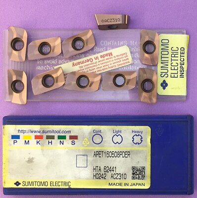 10pc SUMITOMO   APET 160508PDER  Carbide Milling Inserts; ACZ310 Machinist