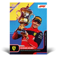 Charles Leclerc Ferrari 2022 Topps Now Formula 1 F1 Card #1 Wins Bahrain