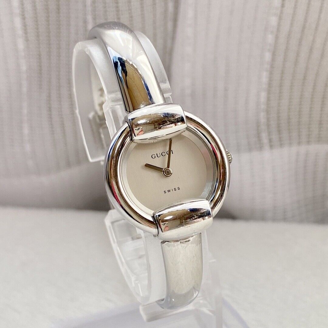 GUCCI 1400L Watch Silver White Shell Dial QZ Women's Bangle GUCCI 1400L Watch Silver White Shell Dial QZ Women's Bangle