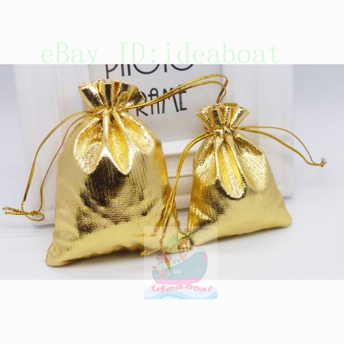 25/50/100pcs Gold Silver Metallic Cloth Fabric Pouch Bag 9cmX7cm 12cmX9cm - Picture 5 of 12