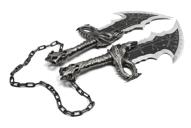 Nueva adición God of War Kratos Blades Of Chaos Juego de dagas de doble hoja placa de pared Foto 2 de 3